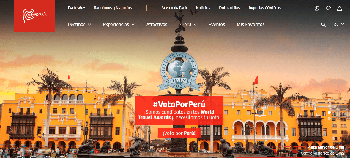 Peru.travel nominada a mejor web de turismo por World Travel Tech Awards