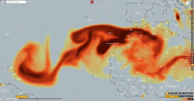 Dióxido de azufre emitido por volcán de La Palma llega al Caribe
