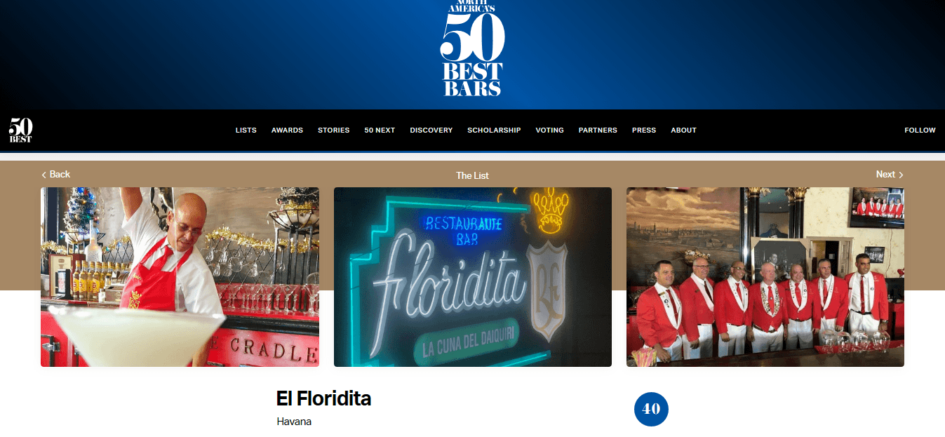 Bar de Cuba «El Floridita» entre los mejores 50 de Norteamérica y el Caribe