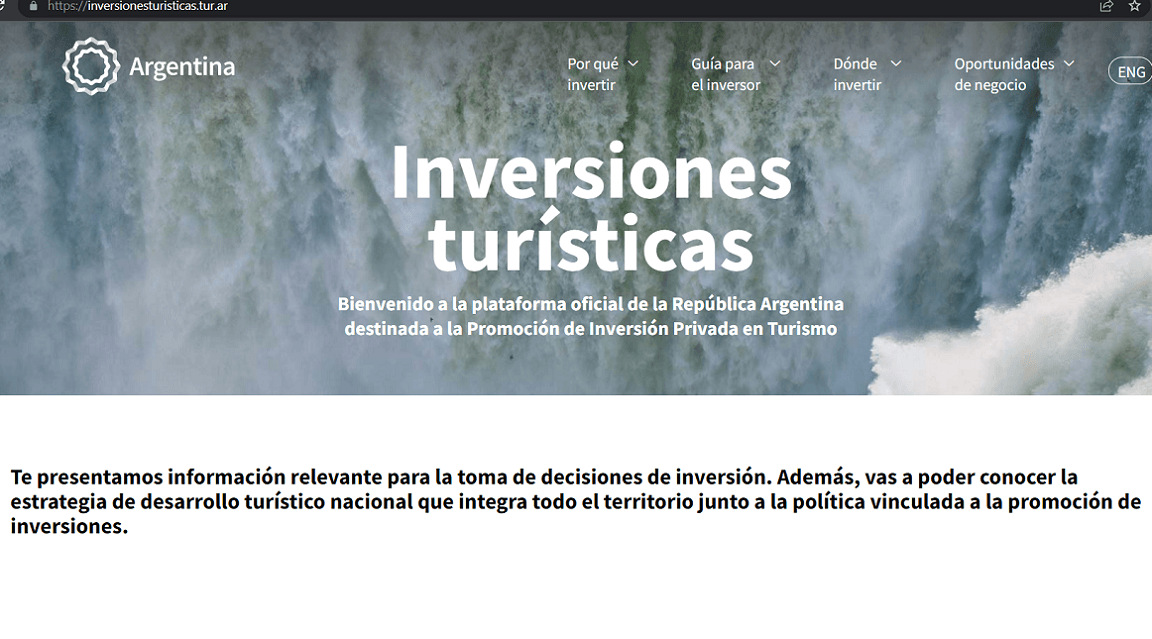 Argentina lanza una web sobre inversiones turísticas
